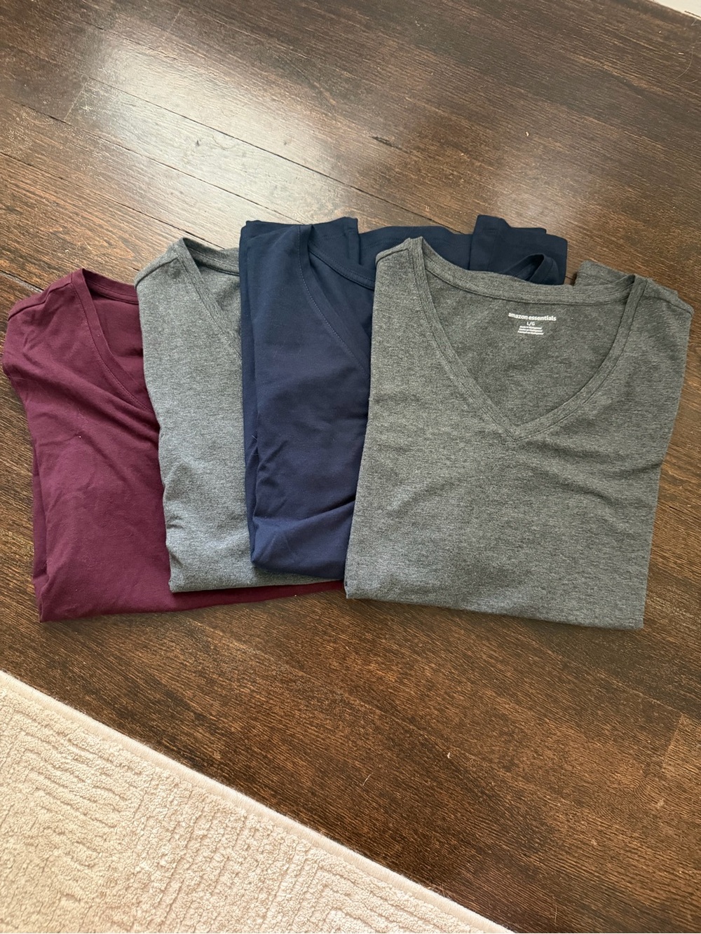 Women’s Short Sleeve V-Neck Tee - Gray, Navy, Charcoal, Burgundy